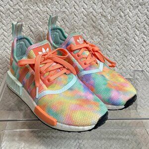 Adidas NMD_R1 Orange Tie-Dye Womens Lace up Sneakers Size 6 | Rainbowcore